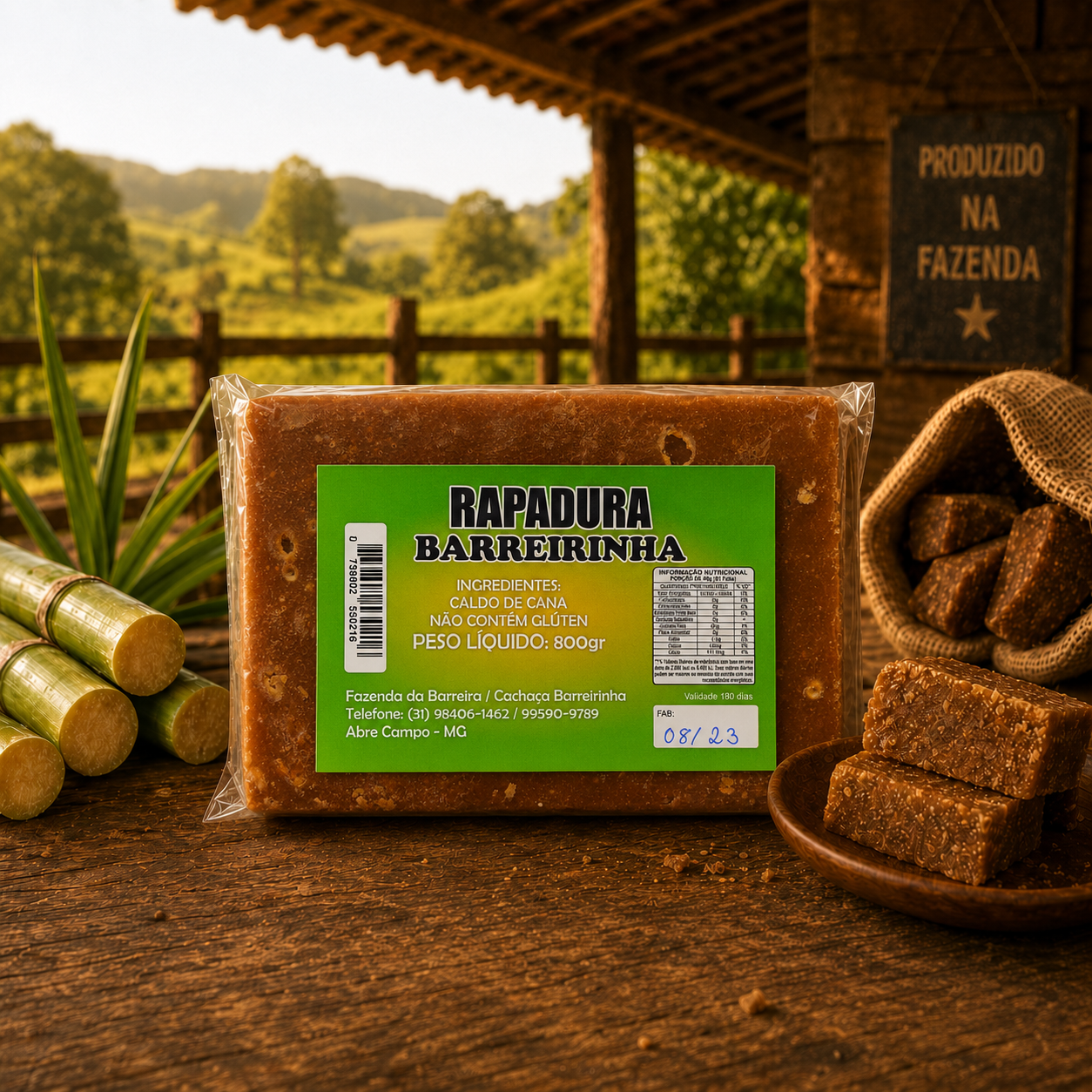 Rapadura Barreirinha – 100% Cana-de-Açúcar 800g